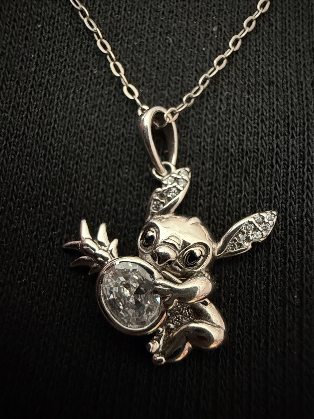 Disney 925 sterling silver Stitch pendant + free 18”-20” chain